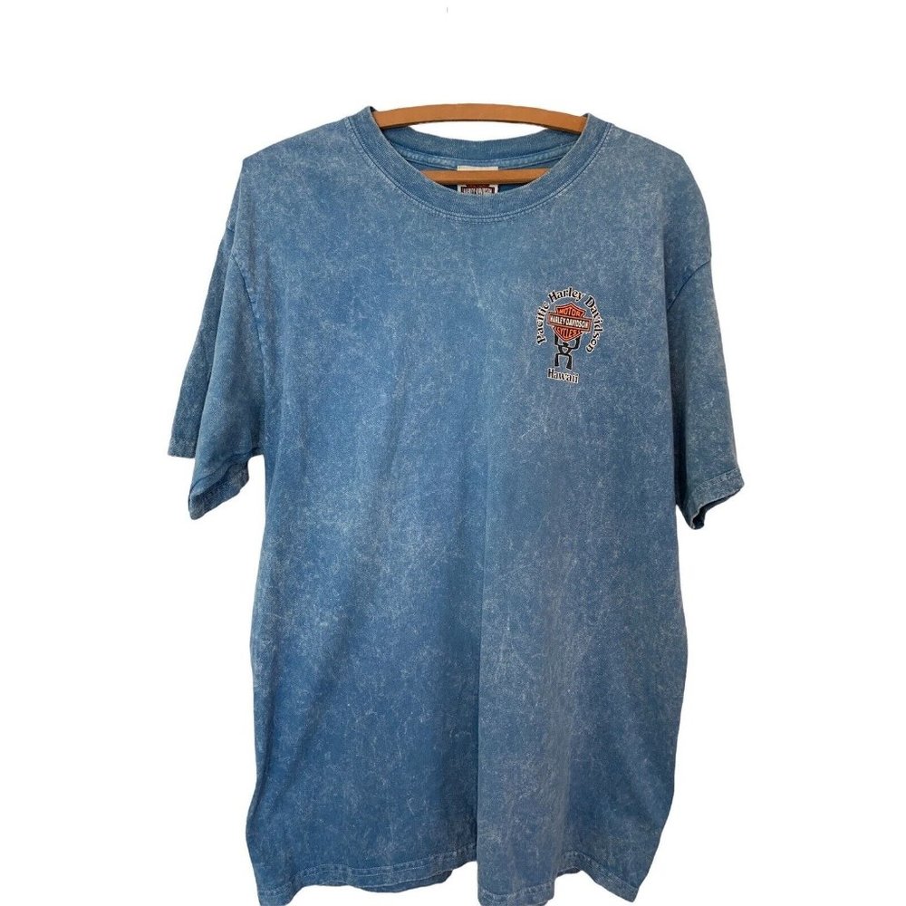 Harley Davidson Mens Vintage Shirt Size L Pacific Hawaii Blue Made USA Comfort E
